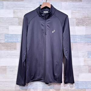 ASICS 1/4 Zip Performance Jersey Tech Pullover Black Lightweight Mens Medium